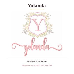 Matriz de Bordado Nome Yolanda Brasão 13x18