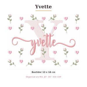 Matriz de Bordado Nome Yvette Tulipas 13x18