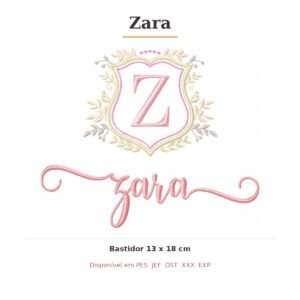 Matriz de Bordado Nome Zara Brasão 13x18
