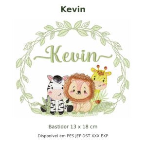 Matriz de Bordado Nome Kevin Safari 13x18