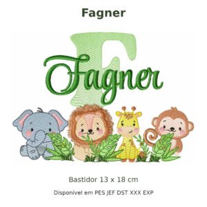 Matriz de Bordado Nome Fagner Safari 13x18