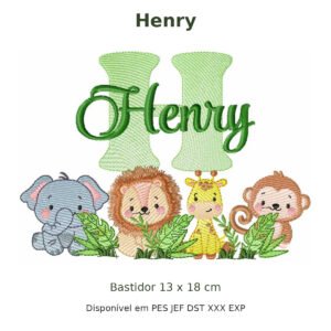 Matriz de Bordado Nome Henry Safari 13x18