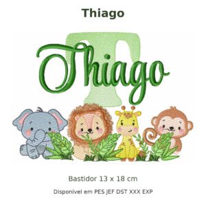 Matriz de Bordado Nome Thiago Safari 13x18
