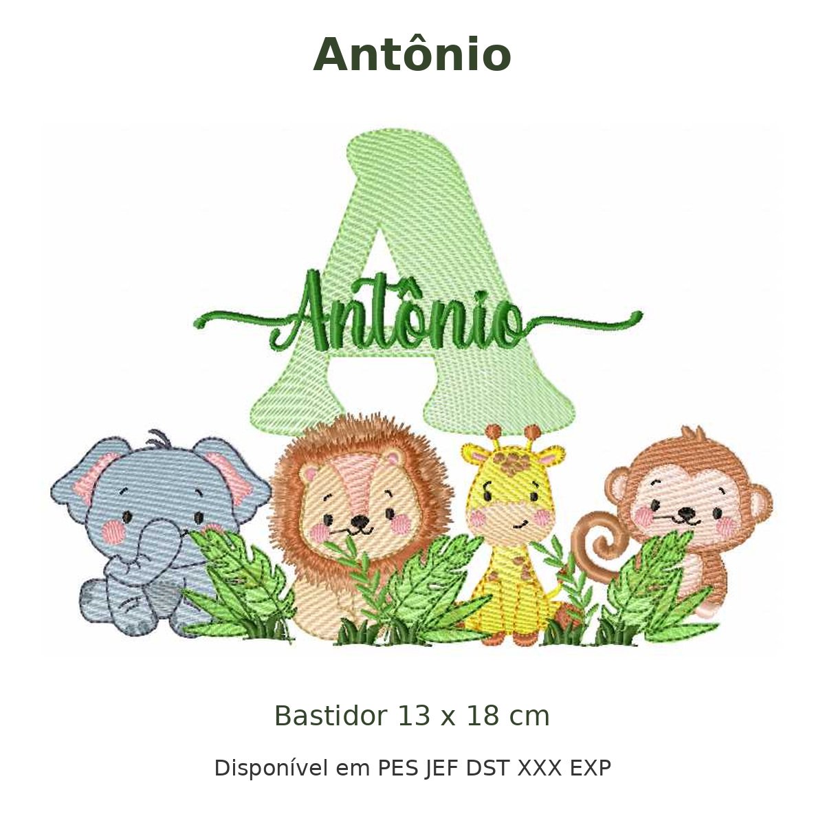 Matriz de Bordado Nome Antônio Safari 13x18