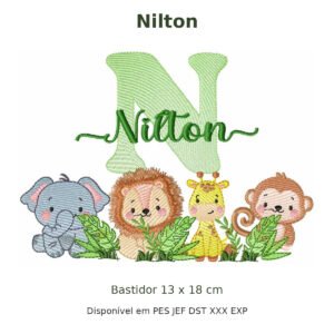 Matriz de Bordado Nome Nilton Safari 13x18
