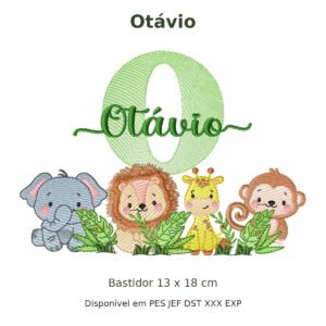Matriz de Bordado Nome Otávio Safari 13x18