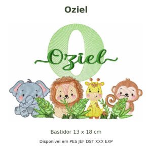 Matriz de Bordado Nome Oziel Safari 13x18