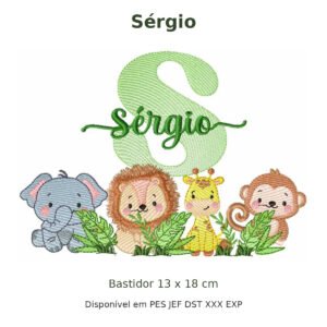 Matriz de Bordado Nome Sérgio Safari 13x18