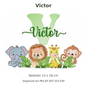 Matriz de Bordado Nome Victor Safari 13x18