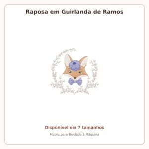 Raposa em Guirlanda de Ramos - Matriz de Bordado