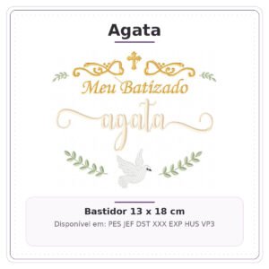 Matriz de Bordado agata Batizado Delicado 2 13x18