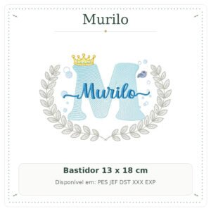 Matriz de Bordado Nome Murilo Fundo do Mar Oceano 13x18