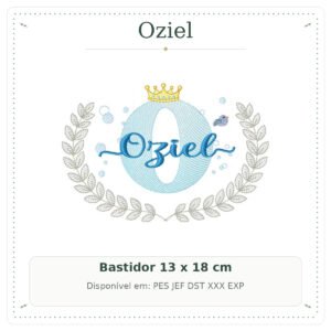 Matriz de Bordado Nome Oziel Fundo do Mar Oceano 13x18
