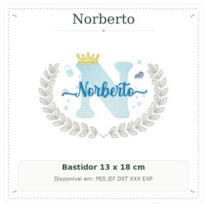 Matriz de Bordado Nome Norberto Fundo do Mar Oceano 13x18