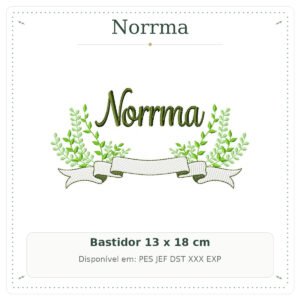 Matriz de Bordado Nome Norrma Flolhas e Ramos2 13x18