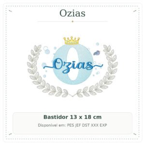 Matriz de Bordado Nome Ozias Fundo do Mar Oceano 13x18